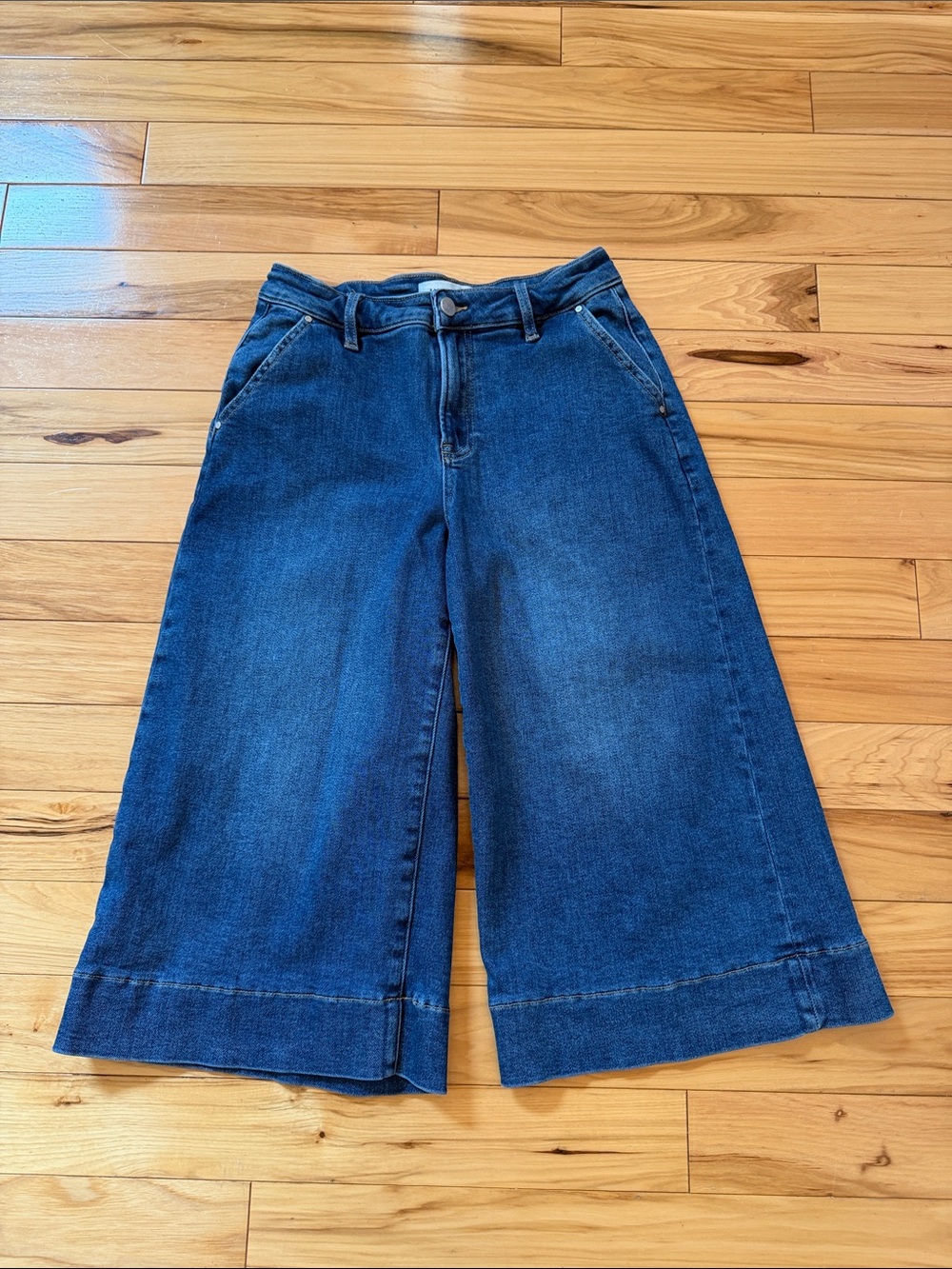Risen Los Angeles High Rise Wide Leg Denim Culottes Jeans Crop RDS6338 Size S